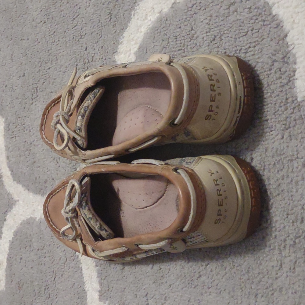 Sequin Cheetah Side Print Sperry Top Sider Size 7 - image 5